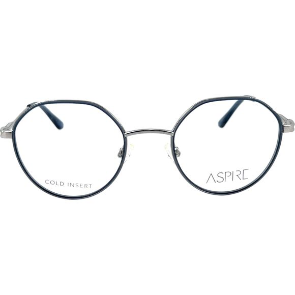 Aspire Great Unisex Eyeglass Frame Blue Transparent Silver - Picture 1 of 5